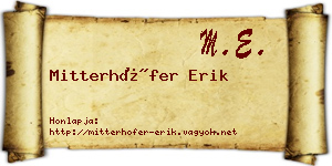 Mitterhöfer Erik névjegykártya
